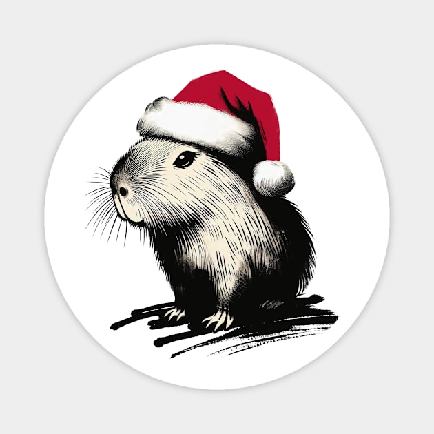 Christmas Capybara Magnet by CreativeSage
